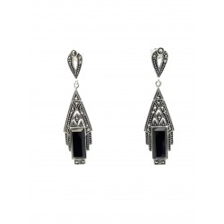 Boucles d'oreilles rétro - Agate noire