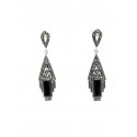 Boucles d'oreilles rétro - Agate noire